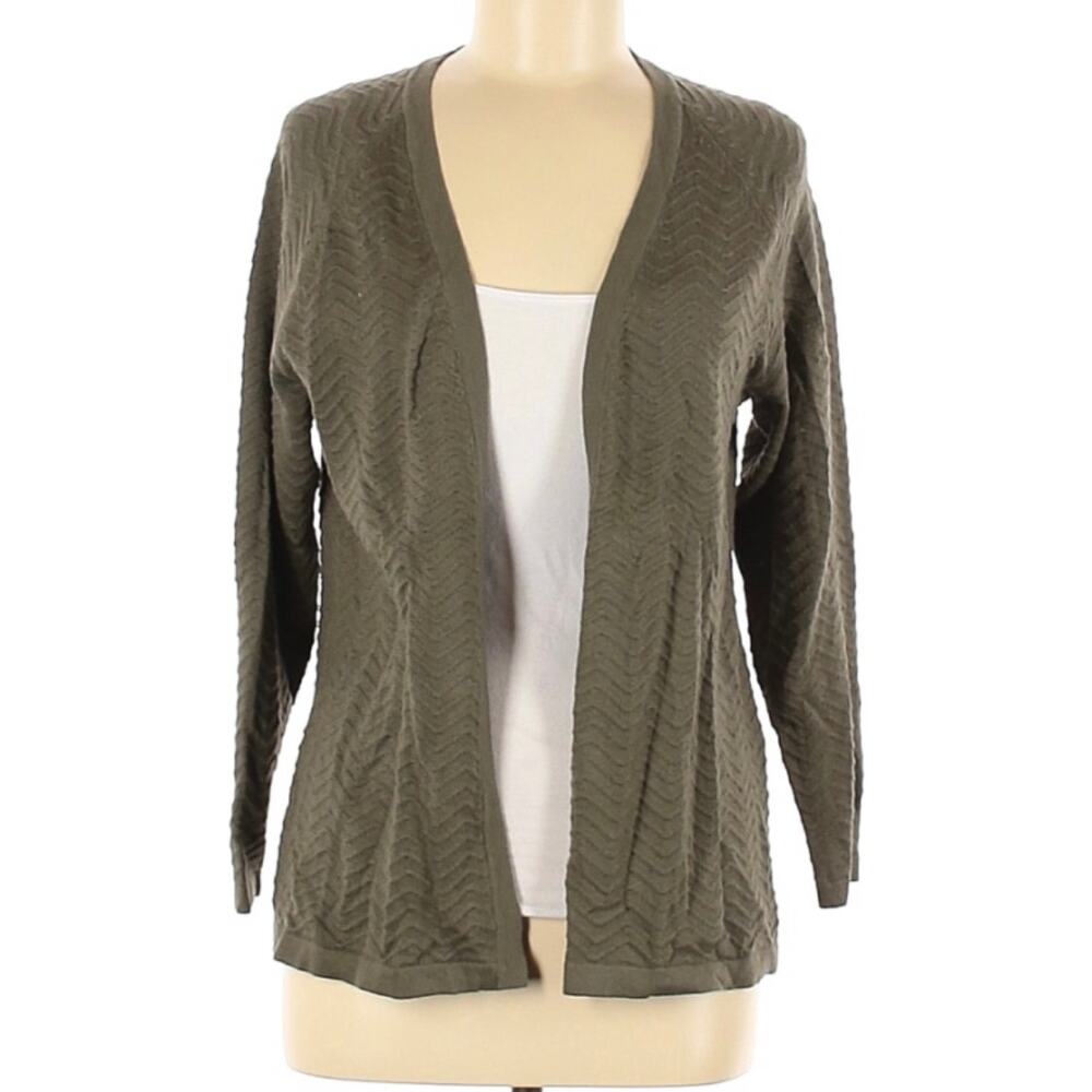 New CHRISTOPHER & BANKS Sweater Green Lightweight Open Front Cardigan Women's PM